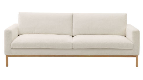 Dreisitzer Roomio® aus Stoff in Weiß Roomio® No. 4105 - Dreisitzer weißer Stoffbezug Shaun & Holzfüße 1118 HREG - Länge ca. 208 cm