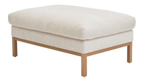 Polsterhocker Roomio® aus Stoff in Weiß Roomio® No. 4105 - XXL-Polsterhocker weißer Stoffbezug Shaun & Holzfüße 1118 HREG