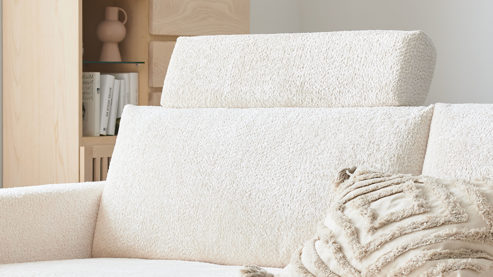 Kopfstütze Roomio® aus Stoff in Weiß Roomio® No. 4105 - Kopfstütze weißer Stoffbezug Shaun - Breite ca.  80 cm