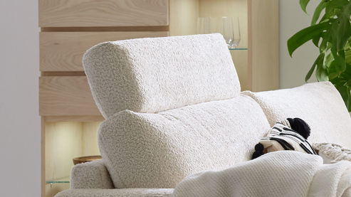 Kopfstütze Roomio® aus Stoff in Weiß Roomio® No. 4105 - Kopfstütze weißer Stoffbezug Shaun - Breite ca.  80 cm