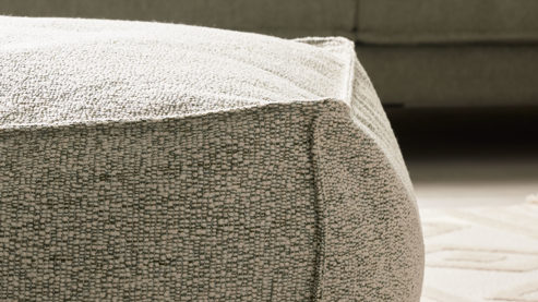 Polsterhocker Roomio® aus Stoff in Hellgrün Roomio® No. 4121 - Hocker schildkrötenfarben melierter Stoffbezug - ca. 66 x 66 cm