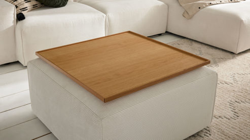 Tablett Roomio® aus Holz in Holzfarben Roomio® No. 4130 - Hocker-Tablett lackiertes Holz - ca. 70 x 70 cm