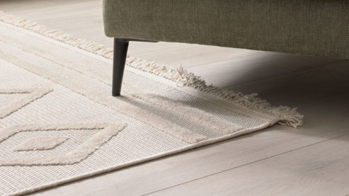 Webteppich Roomio® aus Kunstfaser in Weiß Roomio® Teppich No. 8304 cremefarbenes Rautenmuster - ca. 133 x 190 cm