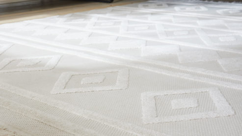 Webteppich Roomio® aus Kunstfaser in Weiß Roomio® Teppich No. 8304 cremefarbenes Rautenmuster - ca. 200 x 290 cm