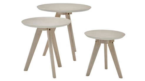 3-Satz-Tisch Roomio® aus Holz in Holzfarben Hell Roomio No. 2000 - Couchtisch-Set weiß gewaschene Esche - dreiteilig