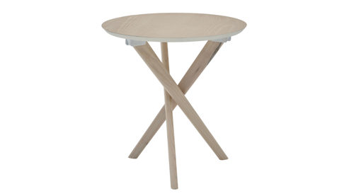 Beistelltisch Roomio® aus Holz in Holzfarben Hell Roomio No. 2000 - Beistelltisch weiß gewaschene Esche - Durchmesser ca.  50 cm