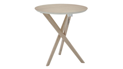 Beistelltisch Roomio® aus Holz in Holzfarben Hell Roomio No. 2000 - Beistelltisch weiß gewaschene Esche - Durchmesser ca.  50 cm