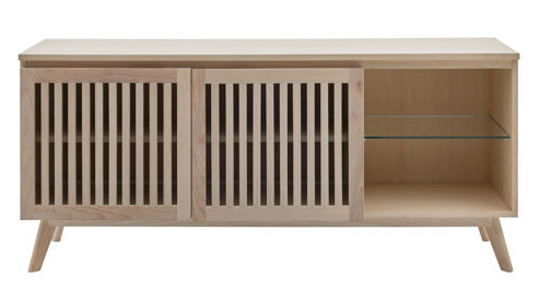 Lowboard Roomio® aus Holz in Holzfarben Roomio No. 2000 - Lowboard als Medienmöbel weiß gewaschene Esche - zwei Türen, Länge ca. 135 cm