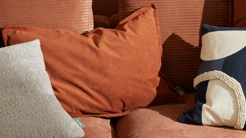 Kissenbezug /-hülle Roomio® aus Stoff in Orange Roomio® Kissenhülle No. 9401 rostfarbener Samt - ca. 40 x 60 cm