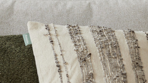 Kissenbezug /-hülle Roomio® aus Stoff in Beige Roomio® Kissenhülle No. 9410 beiges & schwarzes Streifenmuster - ca. 45 x 45 cm