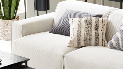 Kissenbezug /-hülle Roomio® aus Stoff in Beige Roomio® Kissenhülle No. 9410 beiges & schwarzes Streifenmuster - ca. 45 x 45 cm