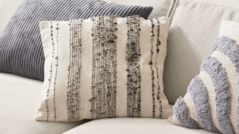 Kissenbezug /-hülle Roomio® aus Stoff in Beige Roomio® Kissenhülle No. 9410 beiges & schwarzes Streifenmuster - ca. 45 x 45 cm