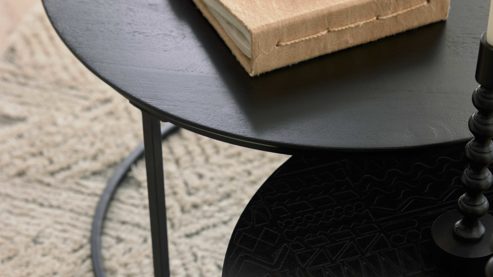 Couchtisch-Set Roomio® aus Holz in Schwarz Roomio No. 2001 - Couchtisch-Set schwarzes Mangoholz & schwarzes Metall - zweiteilig