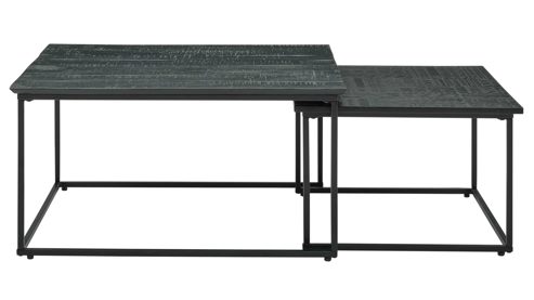 Couchtisch-Set Roomio® aus Holz in Schwarz Roomio No. 2001 - Couchtisch-Set schwarzes Mangoholz & schwarzes Metall - zweiteilig