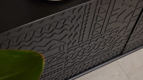 Lowboard Roomio® aus Holz in Schwarz Roomio No. 2001 - Lowboard schwarzes Mangoholz - zwei Türen, Länge ca. 160 cm