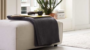 Wohndecke Roomio® aus Stoff in Anthrazit Roomio® No. 9412 - Wohndecke anthrazitfarbenes Mischgewebe - ca. 150 x 200 cm