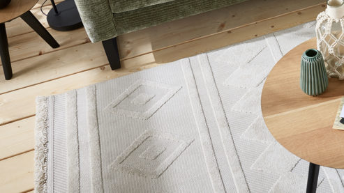 Webteppich Roomio® aus Kunstfaser in Beige Roomio® Teppich No. 8307 beiges Rautenmuster - ca. 200 x 290 cm