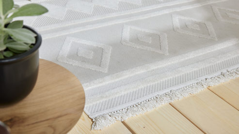 Webteppich Roomio® aus Kunstfaser in Beige Roomio® Teppich No. 8307 beiges Rautenmuster - ca. 200 x 290 cm