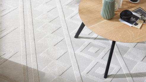 Webteppich Roomio® aus Kunstfaser in Beige Roomio® Teppich No. 8307 beiges Rautenmuster - ca. 200 x 290 cm