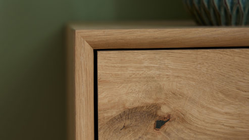 Lowboard Roomio® aus Holz in Holzfarben Roomio No. 2002 - Lowboard Eiche & schwarzes Metall - zwei Türen, Länge ca. 160 cm