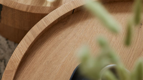 Couchtisch Roomio® aus Holz in Holzfarben Roomio No. 2002 - Couchtisch Eichefurnier - Durchmesser ca. 60 cm