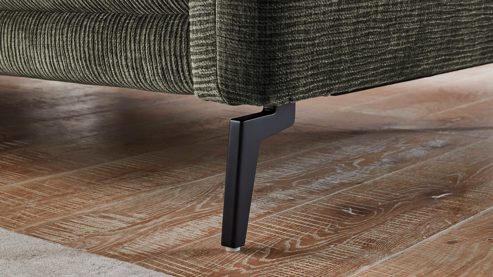 Ecksofa modulmaster aus Stoff in Grün Modulmaster Serie MM-ZE1195 - Ecksofa olivgrünes Flachgewebe Maranta & schwarze Metallfüße – Stellfläche ca. 191 x 305 cm