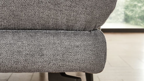 Polsterhocker modulmaster aus Stoff in Grau Modulmaster Serie MM-ZE1190 - XL-Hocker graues Flachgewebe Cyber & schwarze Metallfüße – ca. 92 x 70 cm