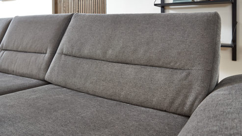 Ecksofa modulmaster aus Stoff in Grau Modulmaster Serie MM-ZE1190 - Wohnlandschaft graues Flachgewebe Cyber & schwarze Metallfüße – Stellfläche ca. 208 x 345 cm