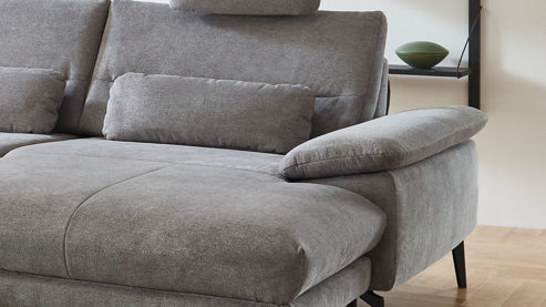 Einzelkissen modulmaster aus Stoff in Grau Modulmaster Serie MM-ZE1190 - Nierenkissen graues Flachgewebe  Cyber - ca. 70 x 25 cm