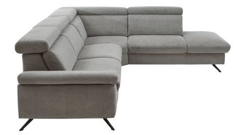 Ecksofa modulmaster aus Stoff in Grau Modulmaster MM-ZE1161 - Polsterecke graues Flachgewebe Cyber & schwarze Metallfüße - Stellfläche ca. 303 x 247 cm