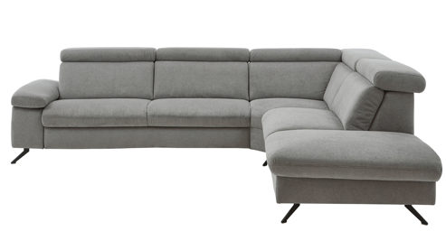Ecksofa modulmaster aus Stoff in Grau Modulmaster MM-ZE1161 - Polsterecke graues Flachgewebe Cyber & schwarze Metallfüße - Stellfläche ca. 303 x 247 cm