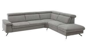 Ecksofa modulmaster aus Stoff in Grau Modulmaster MM-ZE1161 - Polsterecke graues Flachgewebe Cyber & schwarze Metallfüße - Stellfläche ca. 303 x 247 cm
