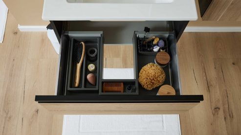 Waschtisch-Set / Waschbecken-Set Interliving aus Holz in Holzfarben Interliving Bad Serie 3702 - Waschtisch-Set 7771 naturfarbene Cuneo Eiche - zweiteilig