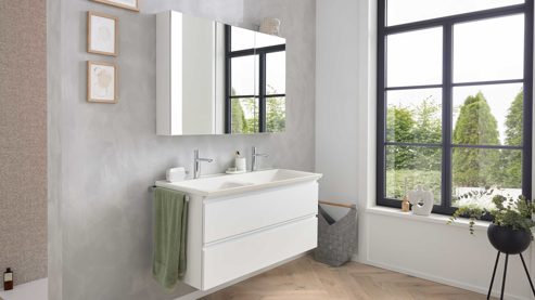 Badmöbel-Set Interliving aus Holz in Weiß Interliving Bad Serie 3702 - Badmöbel-Set 7793 Edelweiß - dreiteilig