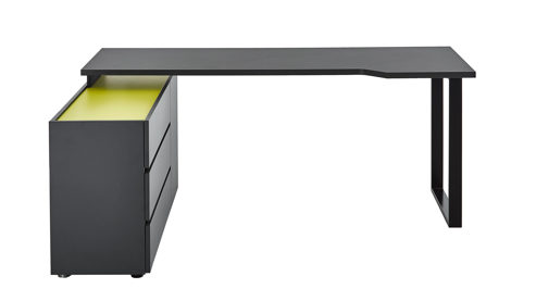 Eckschreibtisch Möbel rudolf aus Holz in Dunkelgrau Jugendzimmer Serie ZE 1 - Eckschreibtisch Schiefergrau & Apfelgrün - Stellfläche ca. 160 x 128 cm