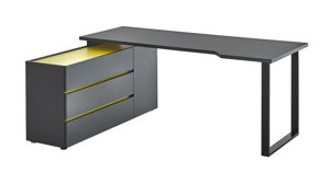 Eckschreibtisch Möbel rudolf aus Holz in Dunkelgrau Jugendzimmer Serie ZE 1 - Eckschreibtisch Schiefergrau & Apfelgrün - Stellfläche ca. 160 x 128 cm