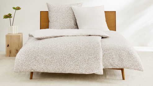 Bettwäsche-Set Ibena® aus Stoff in Beige IBENA® s.Oliver Leoparden Bettwäsche beige Mako-Satin – zweiteilig, ca. 135 x 200 cm