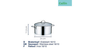 Bräter Kela | keck & lang aus Metall in Edelstahl Bräter Cailin Edelstahl & Klarglas - Durchmesser ca. 24 cm