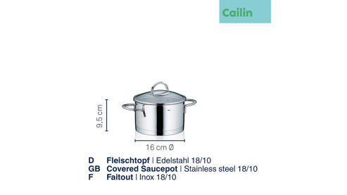 Fleischtopf Kela | keck & lang aus Metall in Edelstahl Fleischtopf Cailin Edelstahl & Klarglas - Durchmesser ca. 16 cm
