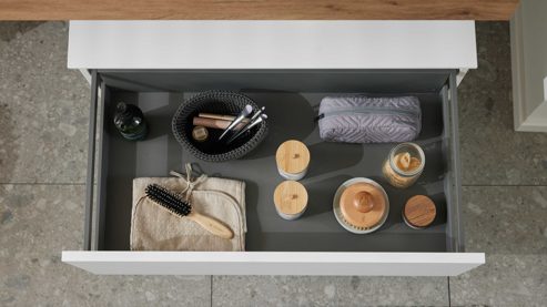 Unterschrank Interliving aus Holz in Weiß Interliving Bad Serie 3725 – Unterschrank-Set Alpinweiß - eine Schublade, Länge ca. 80 cm