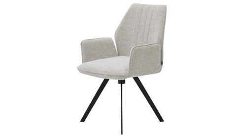 Polsterstuhl Interliving aus Stoff in Weiß Interliving Esszimmer Serie 5102 – Armlehnstuhl mit Drehfunktion leinenfarbener Jacquard Lodge L07 & schwarzes Eisen