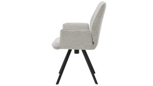 Polsterstuhl Interliving aus Stoff in Weiß Interliving Esszimmer Serie 5102 – Armlehnstuhl mit Drehfunktion leinenfarbener Jacquard Lodge L07 & schwarzes Eisen