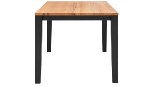 Tischgruppe Interliving aus Holz in Holzfarben Interliving Esszimmer Serie 5102 – Essgruppe mit sechs Stühlen Kernbuche, Mattschwarz & kieselfarbener Webstoff Tirol - siebenteilig