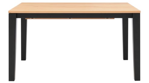 Tischgruppe Interliving aus Holz in Holzfarben Interliving Esszimmer Serie 5102 – Essgruppe mit sechs Stühlen Kernbuche, Mattschwarz & kieselfarbener Webstoff Tirol - siebenteilig