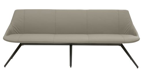 Polsterbank Interliving aus Leder in Beige Interliving Esszimmer Serie 5115 - Polsterbank Ravi R83L milchkaffeefarbenes Leder Tendens Latte & anthrazitfarbenes Metall - Länge ca. 215 cm