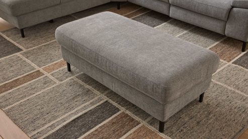 Funktionshocker Interliving aus Stoff in Grau Interliving Sofa Serie 4064 - XXL-Funktionshocker graue Chenille Toni & Fuß W003-01 - ca. 130 x 65 cm