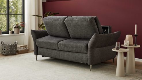 Schlafsofa Interliving aus Stoff in Anthrazit Interliving Schlafsofa Serie 4700 - Schlafsofa anthrazitfarbener Bezug Balu & Aluminiumfüße - Breite ca. 188 cm