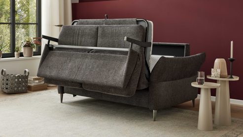 Schlafsofa Interliving aus Stoff in Anthrazit Interliving Schlafsofa Serie 4700 - Schlafsofa anthrazitfarbener Bezug Balu & Aluminiumfüße - Breite ca. 188 cm