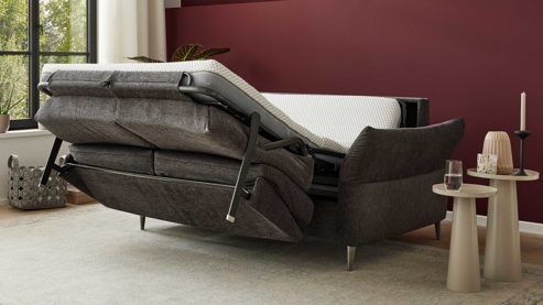 Schlafsofa Interliving aus Stoff in Anthrazit Interliving Schlafsofa Serie 4700 - Schlafsofa anthrazitfarbener Bezug Balu & Aluminiumfüße - Breite ca. 188 cm