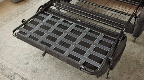 Schlafsofa Interliving aus Stoff in Anthrazit Interliving Schlafsofa Serie 4700 - Schlafsofa 140LÄ anthrazitfarbener Bezug Balu & Aluminiumfüße - Breite ca. 208 cm